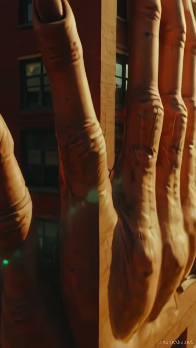 Painted Fingers Crack Brick - Street Art AI stock